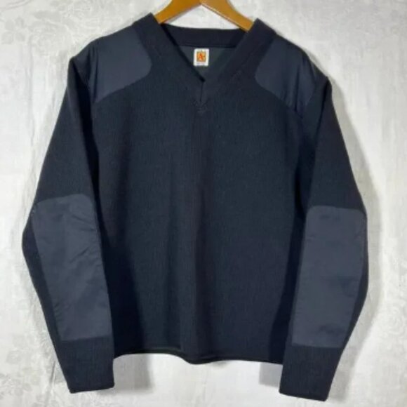 A+ by SAI Sweater Medium Black Hunting Padded Shoulders Elbows Ribbed Commando - Picture 1 of 14